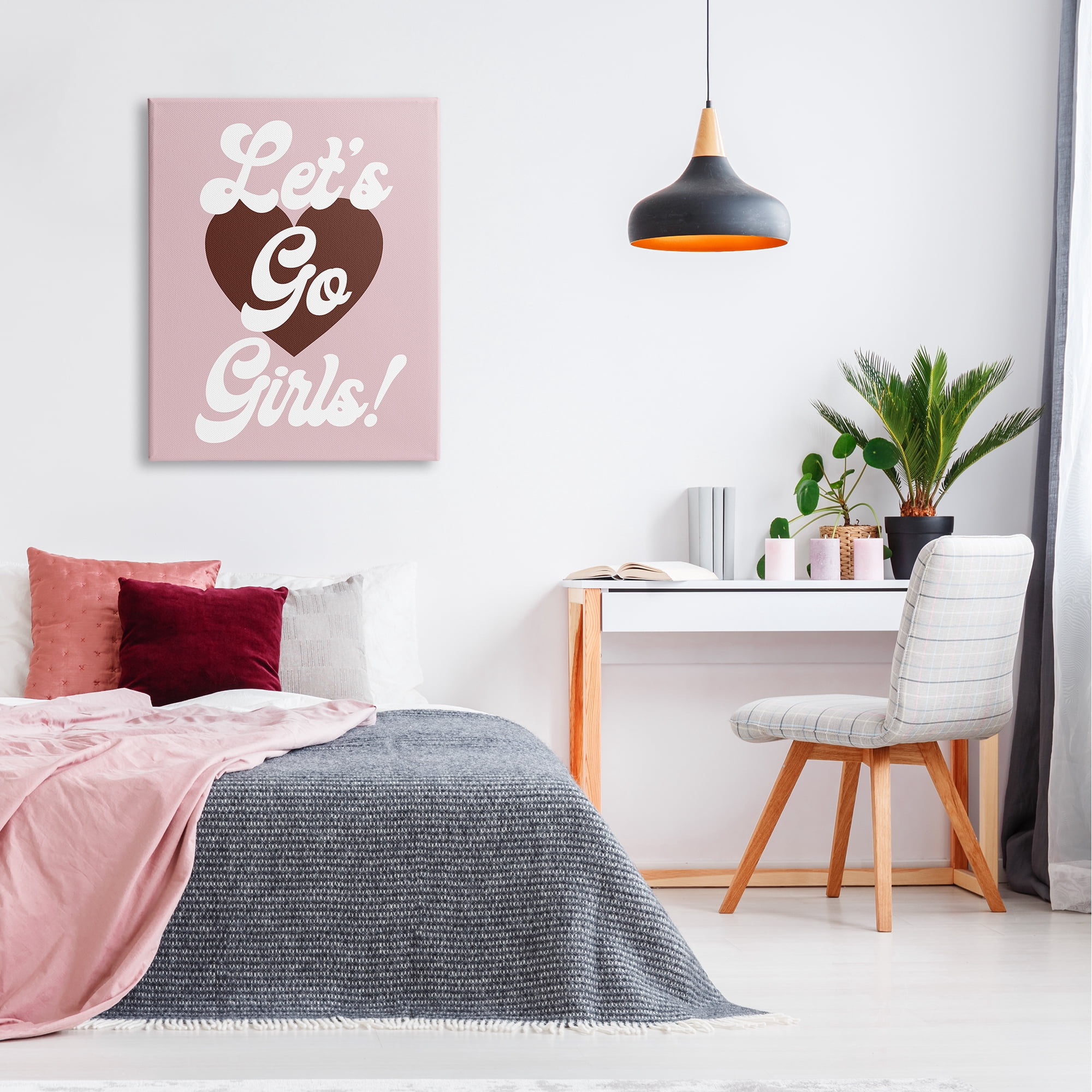 Stupell Industries Let's Go Girls Phrase Inspirational Painting Gallery Wrapped Canvas Print Wall Art, 30 x 40