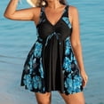 thumbnail image 2 of ibiyuan Plus Size Swimsuit for Women Two Piece Bathing Suits Swim Tummy Control Flowy Swimwear Tropical Printed 2 Piece Swimsuit for Women,Blue, 2 of 7