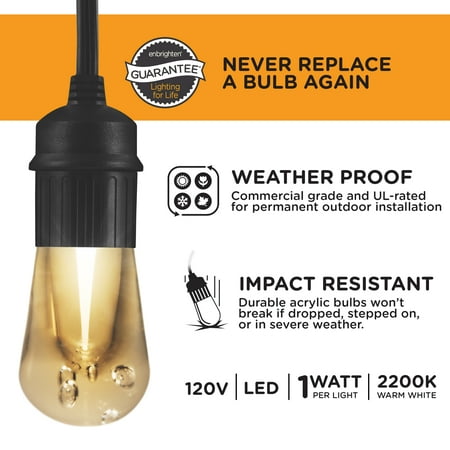 Enbrighten - Café Vintage Series LED Lights (12 feet/6 bulbs) - Black