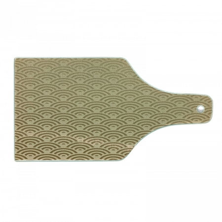 

Beige Cutting Board Oriental Wave Design Contemporary Illustration of Old Royal Pattern Art Print Decorative Tempered Glass Cutting and Serving Board Wine Bottle Shape French Beige by Ambesonne