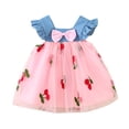 thumbnail image 2 of Babcutegg Charming Denim Skirt Dress With Sweet Cherry Embellishment Breathable Sleeveless Design For Little Girls Pink Size 6, 2 of 9