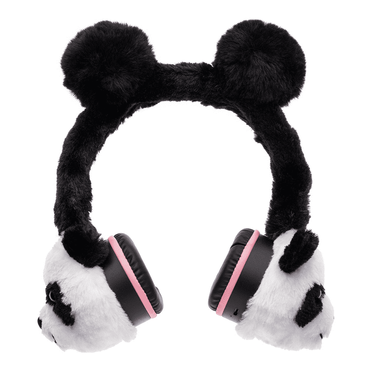 Itech Jr Kids Girls Fuzzy Black White Panda Smartwatch with On Ear Bluetooth Headphones, Girl's, Size: Small