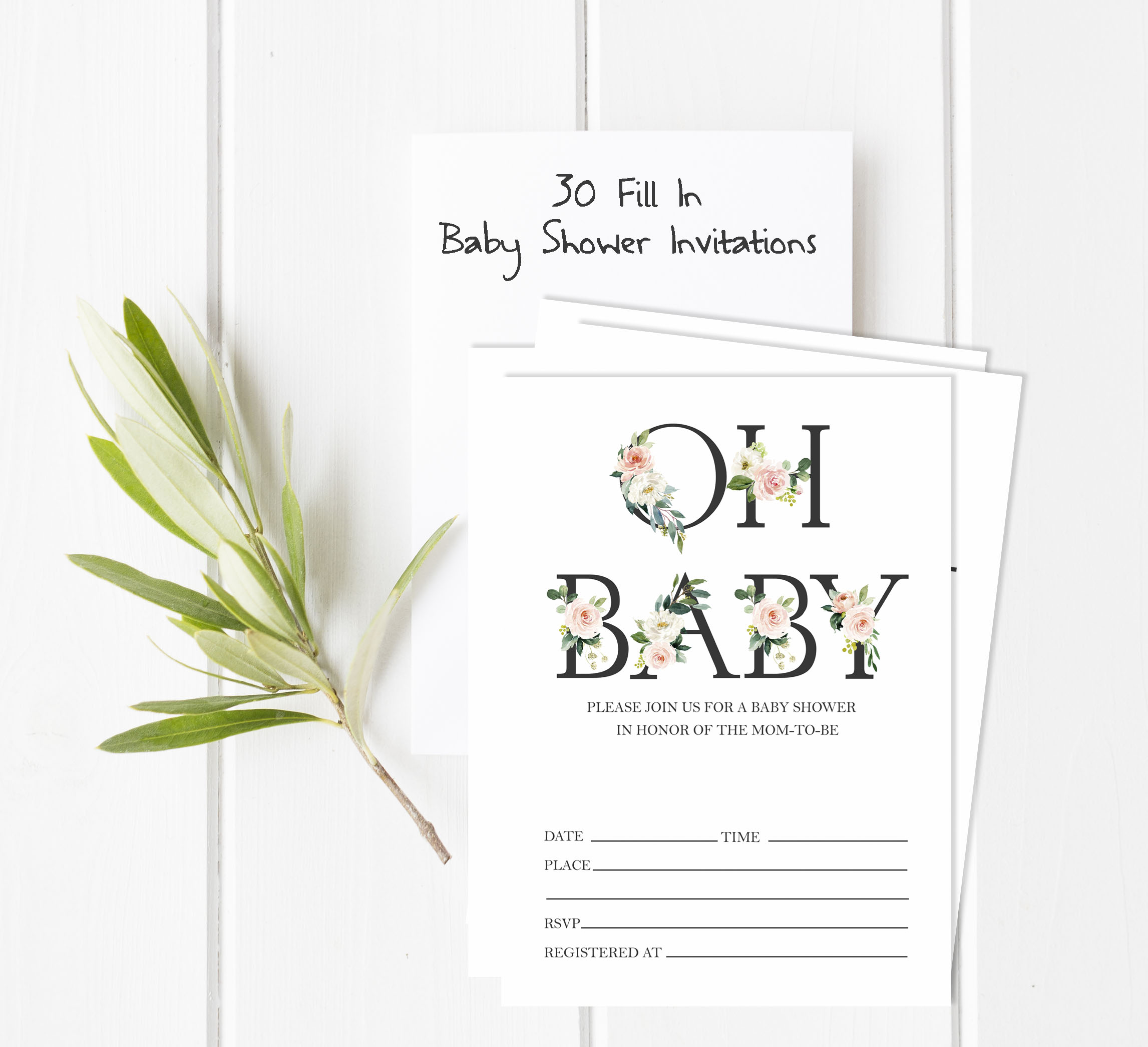Inkdotpot Set Of 30 Oh Baby Gender Neutral Baby Shower Invitations-Diaper Raffle Tickets And Baby Shower Book Request Cards Invites Its A Boy Its A Girl