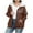 Brown, variant on Sweatshirts Jacket for Women Christmas Fleece Hooded Coat Solid Plus Size Zipper Long Sleeve Outerwear Clothes