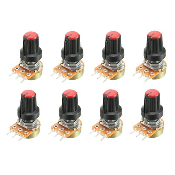 8Pcs, Variable Resistors Single Turn Rotary Carbon Film Taper Potentiometer