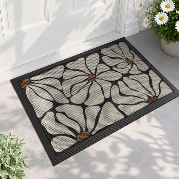 PABUBE Outdoor Doormat, Heavy Duty Non-Slip Welcome Mat, Low Pile & Dirt Trapper Front Door Mat Outside, Patio Outdoor Mat for Front Doors, 17" x 30"
