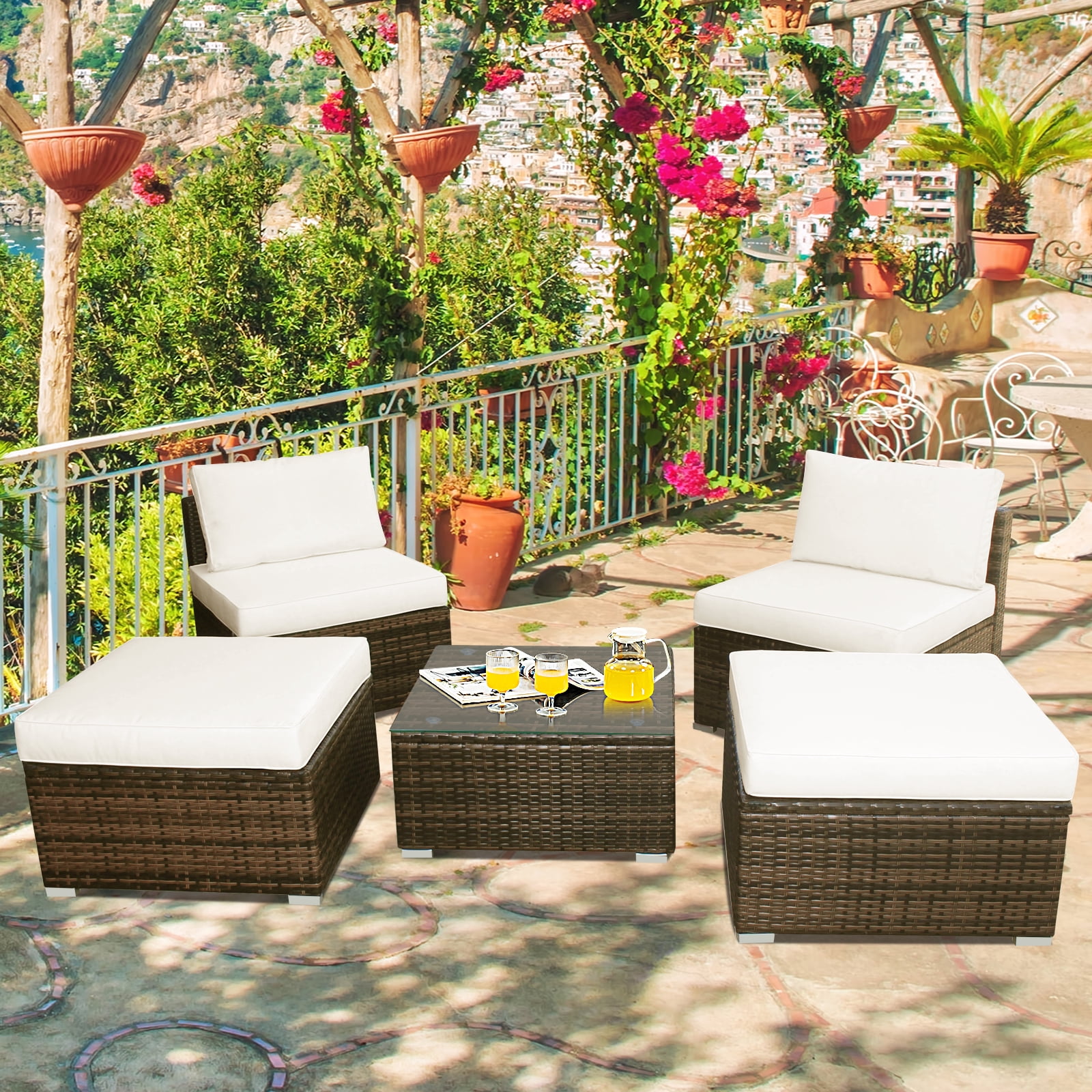 gardeon 5 piece outdoor furniture set wicker sofa lounge