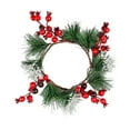 thumbnail image 2 of Anillo de vela navideña, corona navideña artificial, decoración colgante para puerta navideña, corona navideña para puerta para Navidad, exterior, 2 of 8