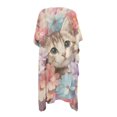 thumbnail image 3 of SCRAWLGOD Cat Daisy Print Beach Cover Ups for Women Long Flowy Swimsuit Coverup Loose Half Sleeve Bathing Suit Cover Up for Beach Party, 3 of 6