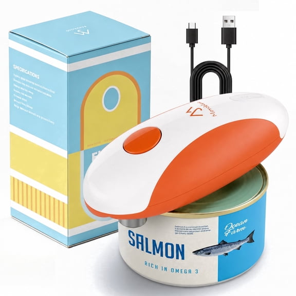 Moreblue One-Touch Automatic Electric Can Opener, USB-C Rechargeable Can Opener Smooth Edge, Hands-Free Countertop Electric Can Opener for Seniors, Arthritis, Weak Hands, Kitchen Gadget Gift(Orange)