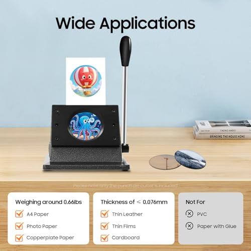 2.28" Round Punch Die Cutter,Button Paper Cutter,Cutting Round Hole Circular Card Puncher,Graphic Badge Button Mould Punch Press Machine for Cardstocks