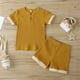 thumbnail image 5 of Qarigey Baby Kids Top Shorts Outfit Manga corta Botones a rayas Babysuit conjuntos de ropa uno 3-4J Qarigey AP002539-03, 5 of 6