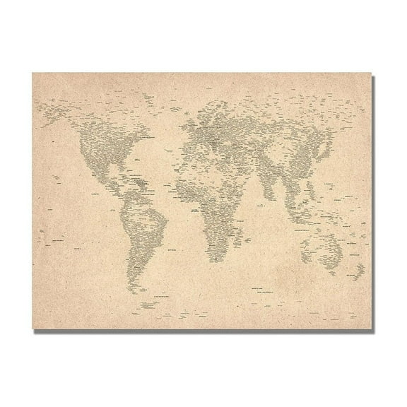 Trademark Art "World Map of Cities" Canvas Art by Michael Tompsett