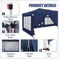 thumbnail image 3 of ECOLINEAR SHADES 10x20 Pop Up Canopy Tent, Thicken Frame Commercial Heavy Duty Tent, 6 Sidewalls 12 Stakes & 6 Ropes, Outdoor Canopies For Events, Parties, Navy Blue, 3 of 10