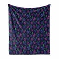 thumbnail image 1 of Dark Purple Soft Flannel Fleece Throw Blanket, Roses Silhouettes with Leaves in Graphics, Cozy Plush for Indoor and Outdoor Use, 70" x 90", Violet Blue Multicolor, by Ambesonne, 1 of 6