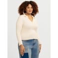 thumbnail image 5 of Jessica Simpson Women's and Women's Plus Luanne Polo Sweater with Long Sleeves, Lightweight, Sizes XS-4X, 5 of 6