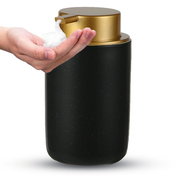 Foam Dispenser,Ceramic Hand Soap Dispenser Beige Pump Dispenser Soap Dispenser for Kitchen Bathroom Countertop,Black(13.5 oz/400ml)