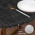 thumbnail image 3 of Black Burlap Texture Round Tablecloth, Fitted Table Cover with Elastic for 55"-60" Round Tables, Farmhouse Vintage Black Table Cloth Outdoor Indoor Dinning Party Waterproof Tablecloths, 3 of 7