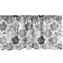 Ambesonne Floral Window Valance, Vintage Hibiscus Flowers, 54" X 18", Purpleblue Pale Taupe