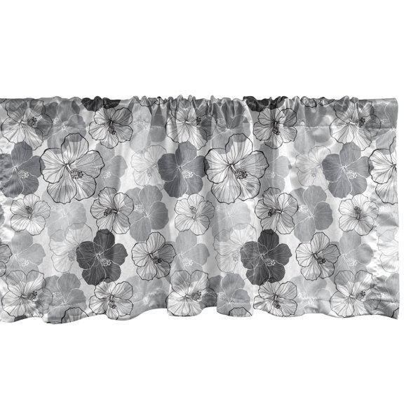 Ambesonne Floral Window Valance, Vintage Hibiscus Flowers, 54" X 18", Purpleblue Pale Taupe