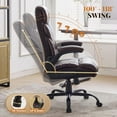 thumbnail image 6 of Ergonomic Swivel Computer Executive Chairs, Flip-up Armrests PU Leather Padded Office Chairs, with Adjustable Height, 500LBS, Coffee, 6 of 7