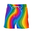 thumbnail image 4 of Penkiiy Men Casual Beach Shorts Rainbow Print Drawstring Shorts with Pockets Elastic Waist Lightweight Breathable Cozy Shorts S Multicolor, 4 of 9