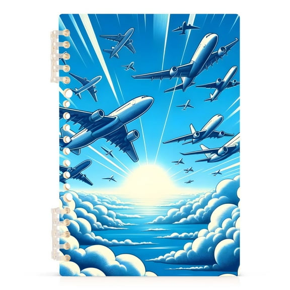 Airplanes Flying Spiral Journal Notebook College Ruled Notebook 8.3" x 5.7" A5 Lined Thick Paper Page