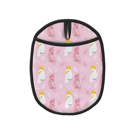 

Cartoon Cockatoo Cute Parrot Pink Pot Holders for Kitchen - Heat Resistant Oven Mitts Hot Pads with Pocket Non Slip Silicone Pot Holders Cuteness Hanging Loop Potholders for Kitchen Baking