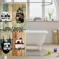 thumbnail image 3 of Happy Camping Shower Curtain - Rustic Farmhouse Brown Wooden Board, Nature Adventure Tourism Trailer RV Graffiti, Waterproof Fabric, Includes Hooks, 72 Inch Long, Ideal for Outdoor-Themed Bathrooms, 3 of 6