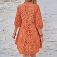thumbnail image 4 of Qiopertar Robe d'Été Unie à Manches Longues Col en V pour Femmes en Solde à Moins de 5$ en Solde, 4 of 7