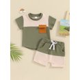 thumbnail image 2 of Bslissey Toddler Baby Boys Summer Clothes Contrast Color Short Sleeve T-shirt Tops + Elastic Waist Shorts 2Pcs Outfits Infant Casual Short Pants Sets 6M 12M 18M 24M 3T, 2 of 9
