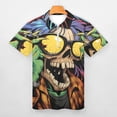 thumbnail image 3 of Psychedelic Zombie Skull Print Men Zipper T-shirt Summer Casual Short Sleeve T-shirt Top, 3 of 7