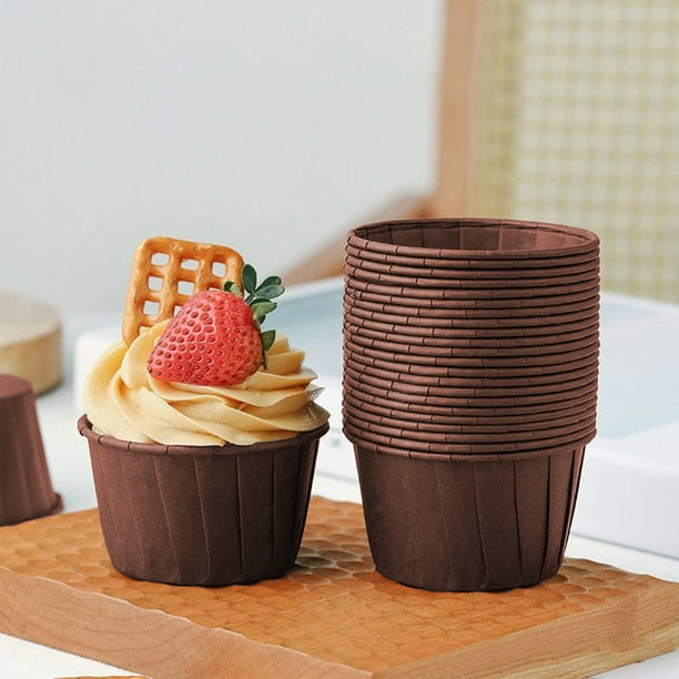 Caja de papel desechable para hornear cupcakes sin tapa, caja de embalaje para pasteles, resistente al horneado, 50 juegos de vasos de papel a prueba de grasa.