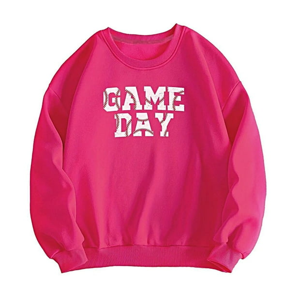 Sudadera con cuello redondo para mujer, otoño, linda sudadera para entrenamiento atlético Rosa Rosa