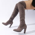 thumbnail image 5 of Willtoo Women's Stretch Suede Over The Knee Boots Thigh High Chunky Heel Long Dress Boots Gray, 5 of 5
