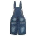 thumbnail image 2 of KIDSCOOL SPACE Girls Shorts,Little Girls Stretchy Denim Ripped Summer Shortalls,Deep Blue,8-9 Years, 2 of 6