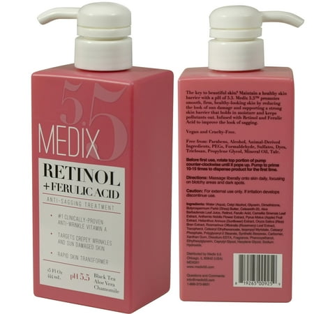 - Medix 5.5 Retinol Cream with Ferulic Acid Anti-Sagging Treatment. Targets Crepey Wrinkles and Sun Damaged Skin. Anti-Aging Cream Infused With Black Tea, Aloe Vera, And Chamomile (Two - 15oz)