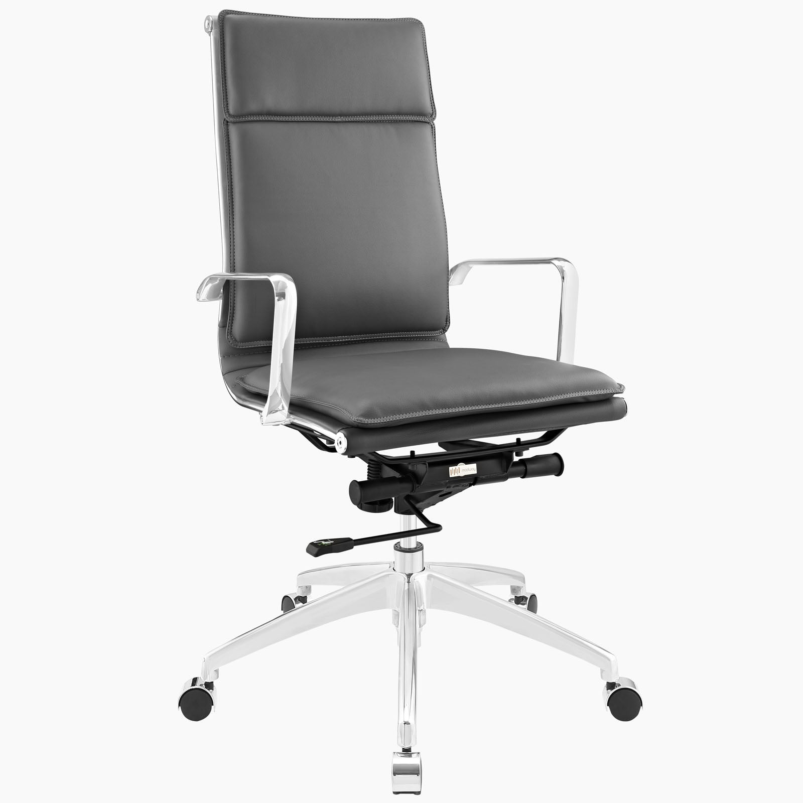 Modern Urban Contemporary Highback Office Chair, Grey Faux Leather