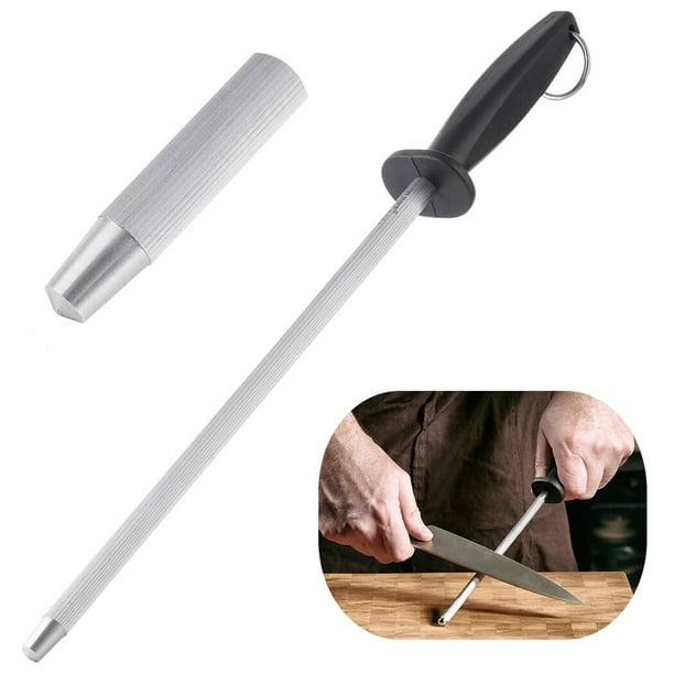 Afilador de cuchillos, Varilla para afilar cuchillos, Afilador de cuchillos de acero al carbono, Acero para afilar cuchillos con agarre antideslizante, Varilla para afilar cuchillos con revestimiento