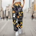 thumbnail image 2 of Halloween Sweatpants Women Cute Funny Pumpkin Ghost Graphic Print Joggers Drawstring Casual Tapered Pants with Pockets Z003-Grey L, 2 of 4