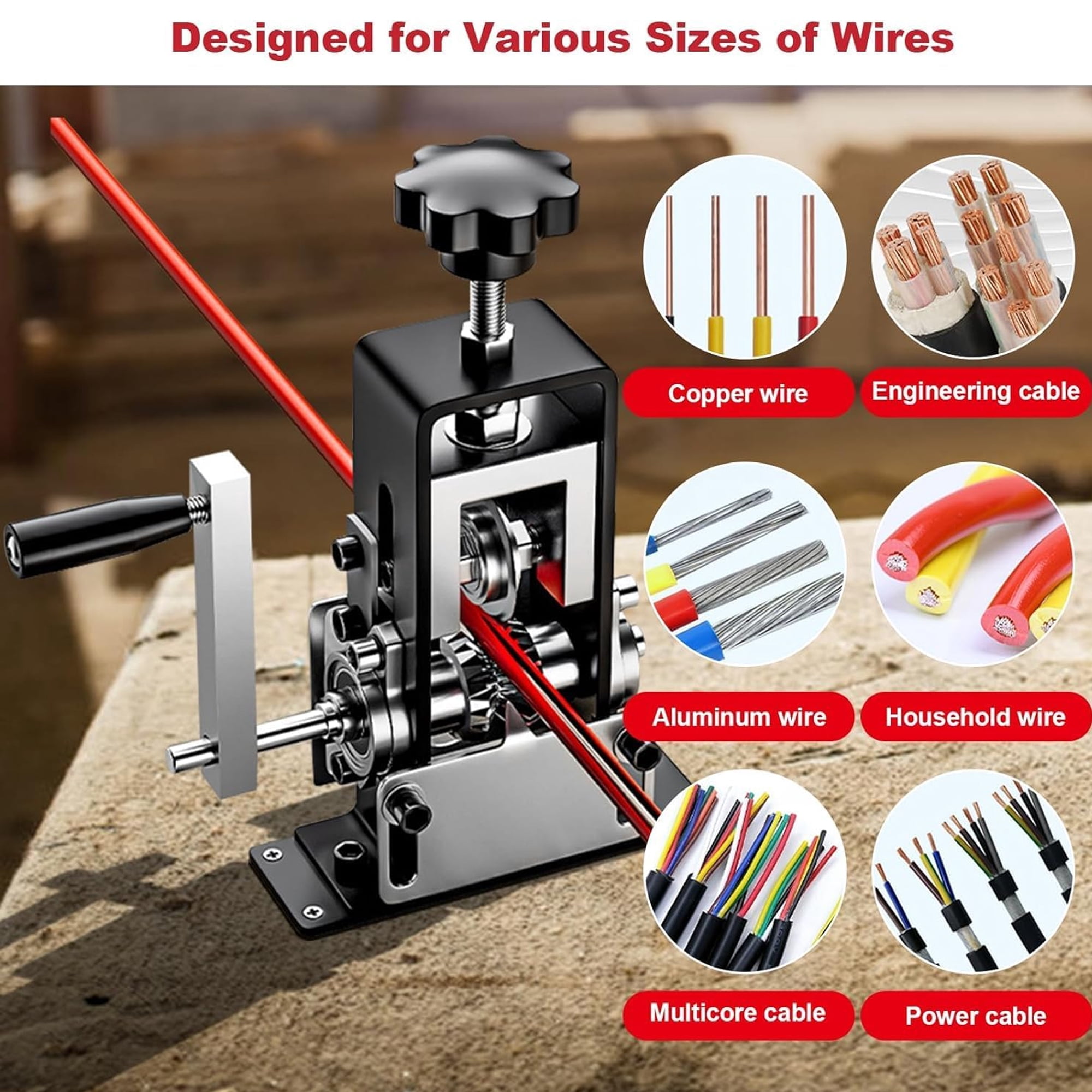 Manual Wire Stripping Machine Gauge Wire 0.06-1 inches,Scrapping Copper Wire Peeler Machine,Drill Powered Hand Crank Wire Stripper Tool for Scrap Copper Recycling