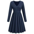 thumbnail image 4 of Vestido de manga larga,Vestido de cintura alta en V Vestido de cintura ajustada para mujer Vestido de manga larga con cuello en V Diseño exquisito, 4 of 6