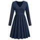 thumbnail image 4 of Vestido de manga larga con cuello en V para mujer,Vestido de cintura alta en V Vestido de cintura alta Vestido de manga larga multifuncional, 4 of 6