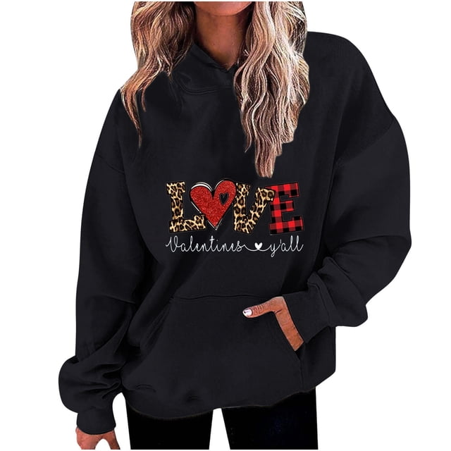 Birdeem Chandails à Capuchon et Chandails pour Femmes, Mode Décontractée, Saint-Valentin, Imprimés, Manches Longues