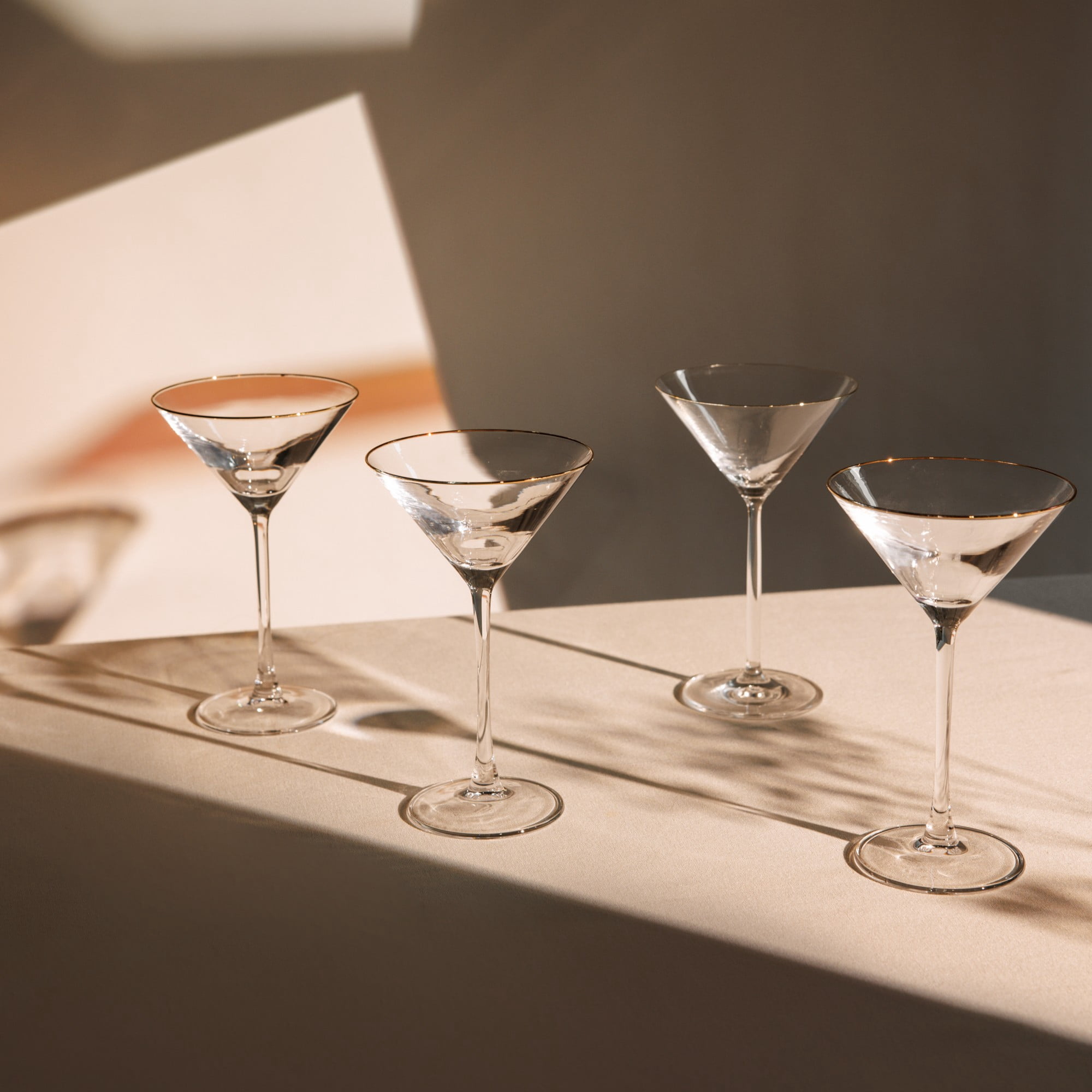 Thyme & Table 7 fl oz Clear Martini Glass with Gold Rim, Set of 4