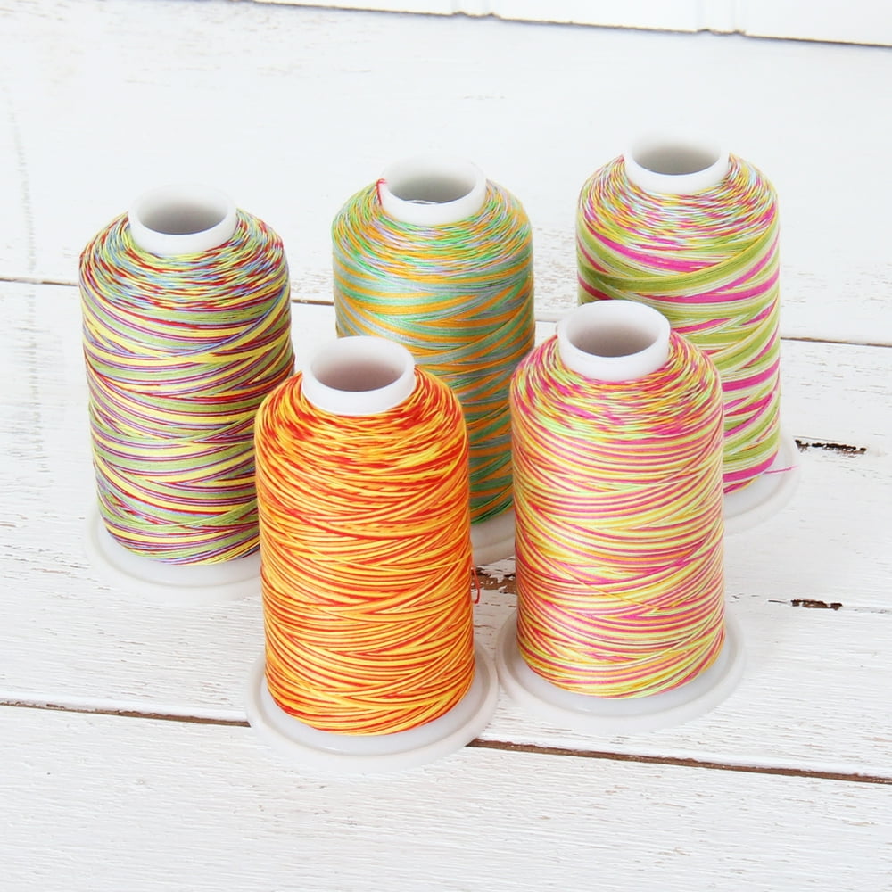Threadart 100 Cotton Variegated Thread Set 5 Cones Party Colors