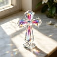 thumbnail image 4 of Religious Table Figurine,Faceted Crystal Standing Cross Stable Round Base Light Reflect Craft,Faith Decor Ornament for Prayer Corner Desk Mantel Space, 4 of 6