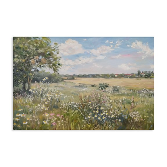 Stupell Industries Vast Wildflower Field Landscape & Nature Painting Wrapped Canvas Art Print Wall Art, 24 x 16