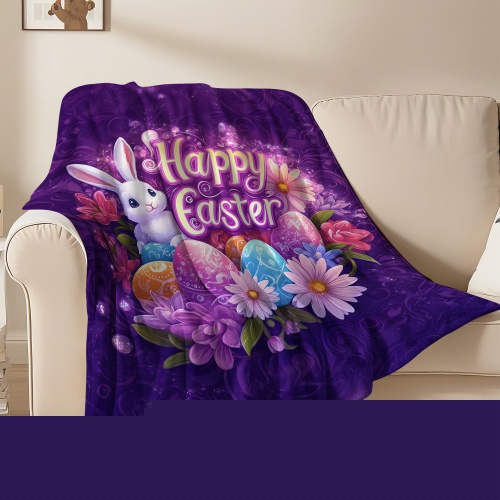 Dark Purple, variant on Easter Throw Blanket, Warm Fleece Flannel Bed Blanket, Lightweight Easter Blanket for Sofa Bed Couch 60"x80"