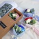 thumbnail image 4 of Xiao Hua Espuma floral para regalo de flores artificiales, regalo de 3 ramos, caja de claveles para madre, rosas, jabón, flores artificiales, decoración otoñal para el hogar (morado)., 4 of 4